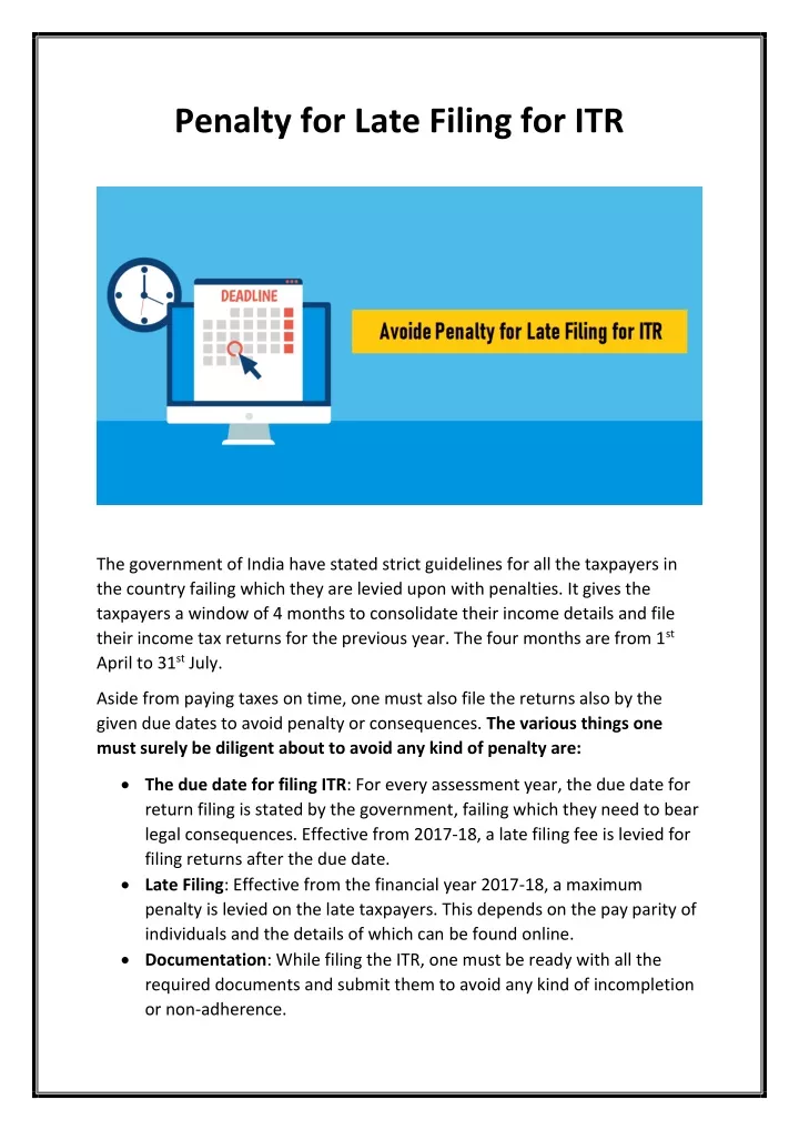 penalty for late filing for itr