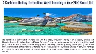 4 Caribbean Holiday Destinations Worth Including In Your 2021 Bucket List