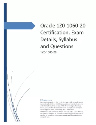 Oracle 1Z0-1060-20 Certification: Exam Details, Syllabus and Questions