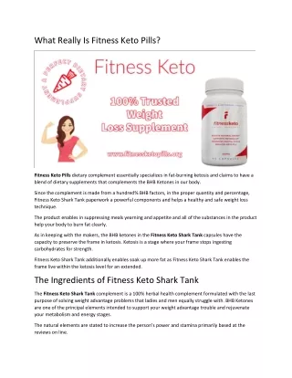 what really is fitness keto pills