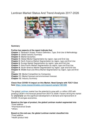 lentinan market status and trend analysis 2017