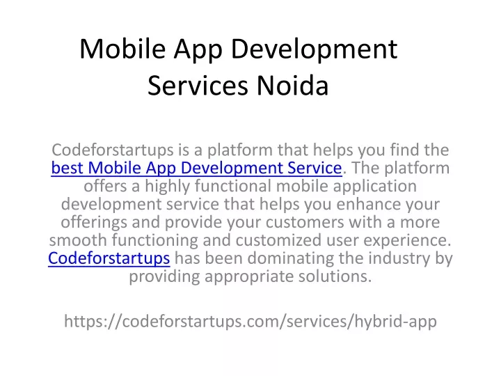 mobile app development services noida