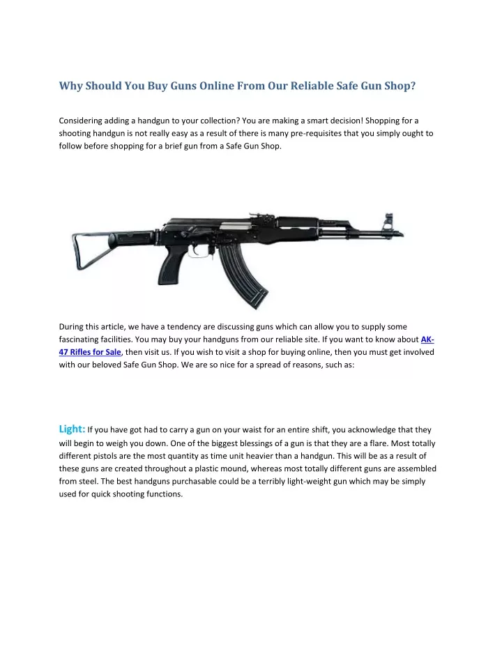why should you buy guns online from our reliable
