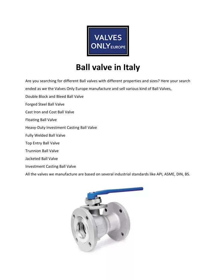 ball valve in italy