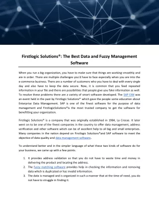 Firstlogic Solutions®: The Best Data and Fuzzy Management Software