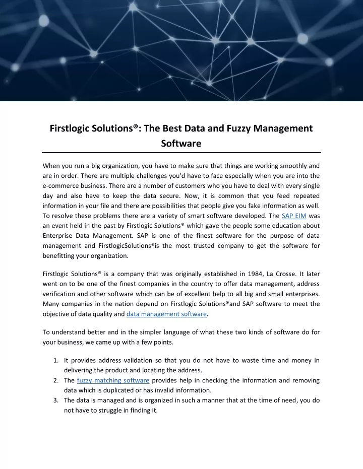 firstlogic solutions the best data and fuzzy