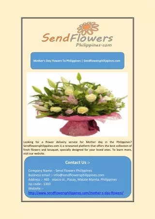 Mother’s Day Flowers To Philippines | Sendflowersphilippines.com