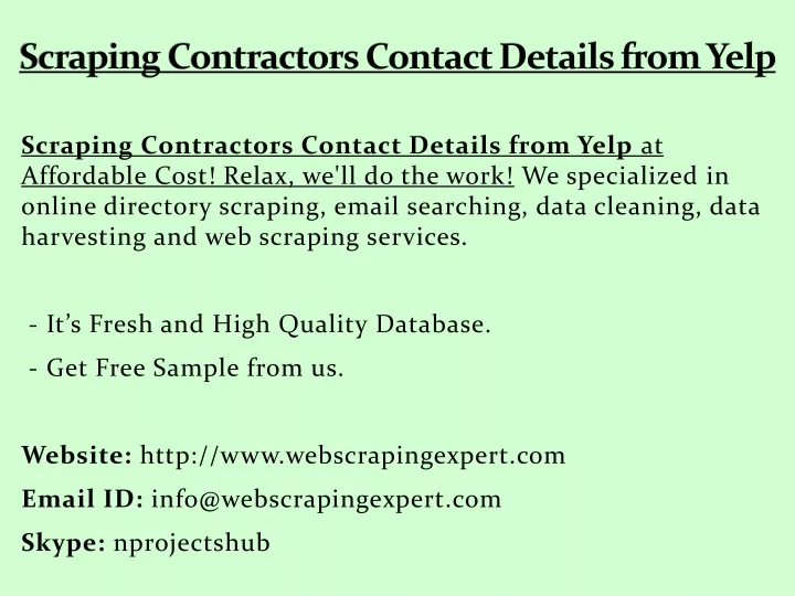 scraping contractors contact details from yelp
