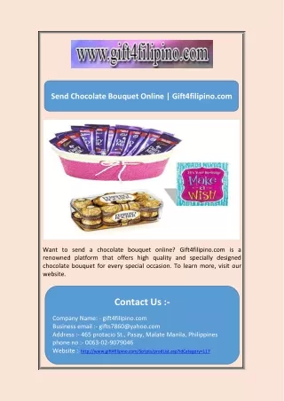 Send Chocolate Bouquet Online | Gift4filipino.com