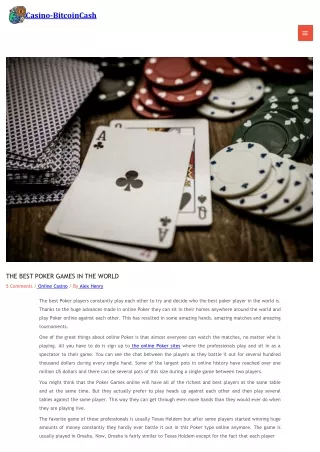 The Best Poker games in the world