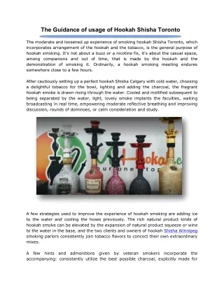 the guidance of usage of hookah shisha toronto