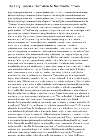 the lazy person s information to nutravesta