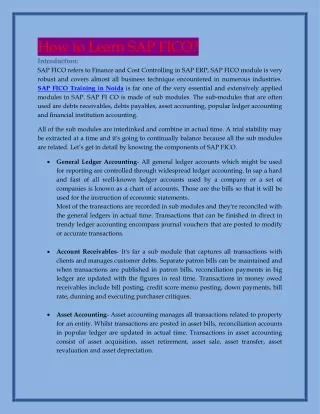 how to learn sap fico introduction sap fico