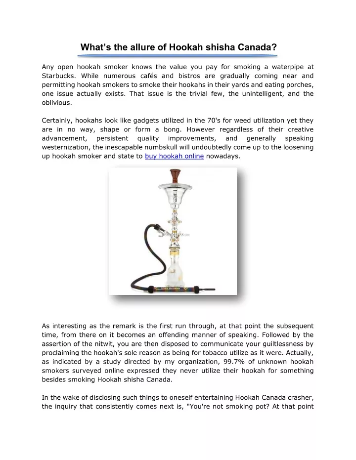 what s the allure of hookah shisha canada