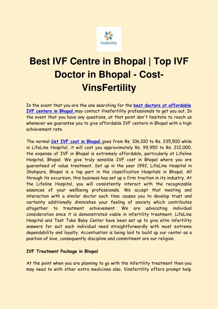 best ivf centre in bhopal top ivf doctor in bhopal cost vinsfertility