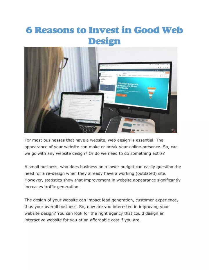 6 reasons to invest in good web design