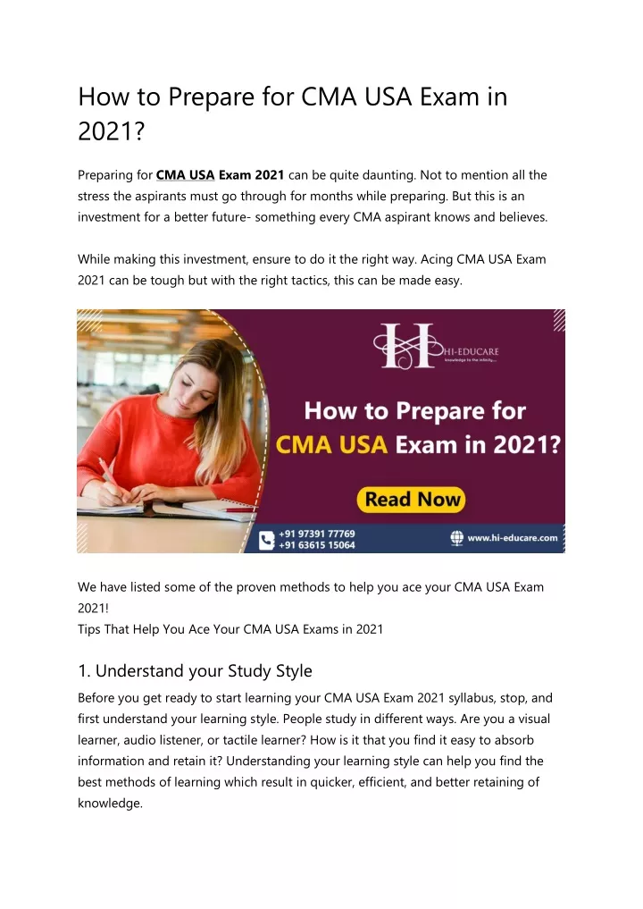 how to prepare for cma usa exam in 2021