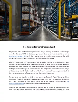 hire primus for construction work