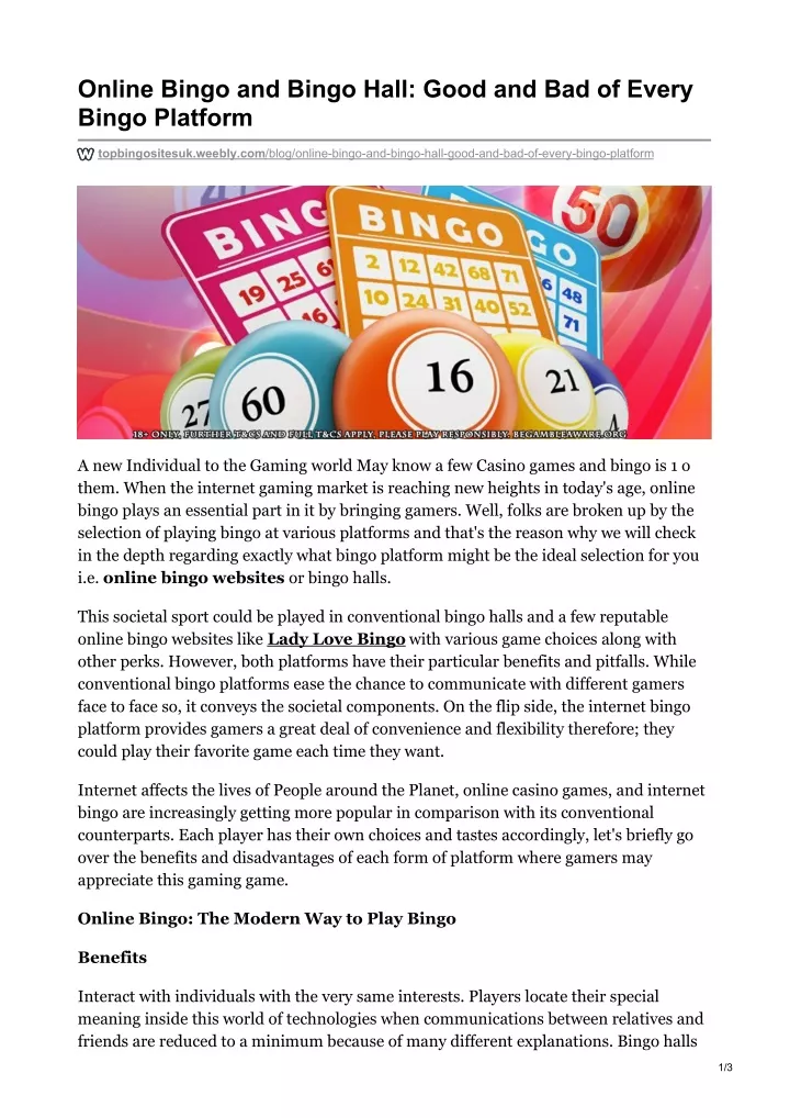 online bingo and bingo hall good and bad of every