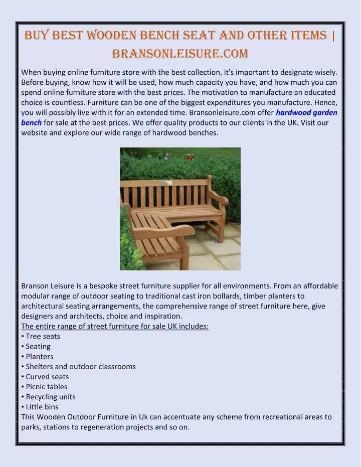buy best wooden bench seat and other items