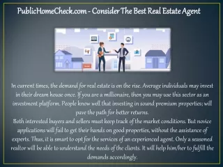 Publichomecheck.com - Consider The Best Real Estate Agent