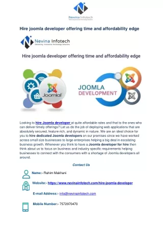 hire joomla developer offering time
