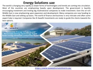 Solar energy investors companies in Dubai