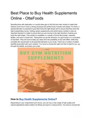 Best Place to Buy Health Supplements Online - OtteFoods