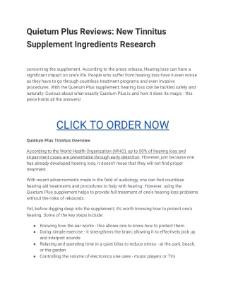 Quietum Plus Reviews: New Tinnitus Supplement Ingredients ..