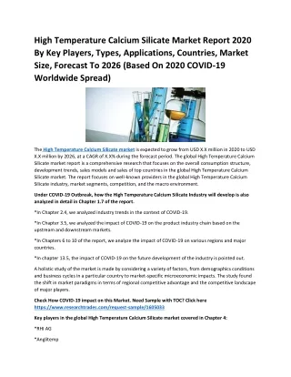 high temperature calcium silicate market report
