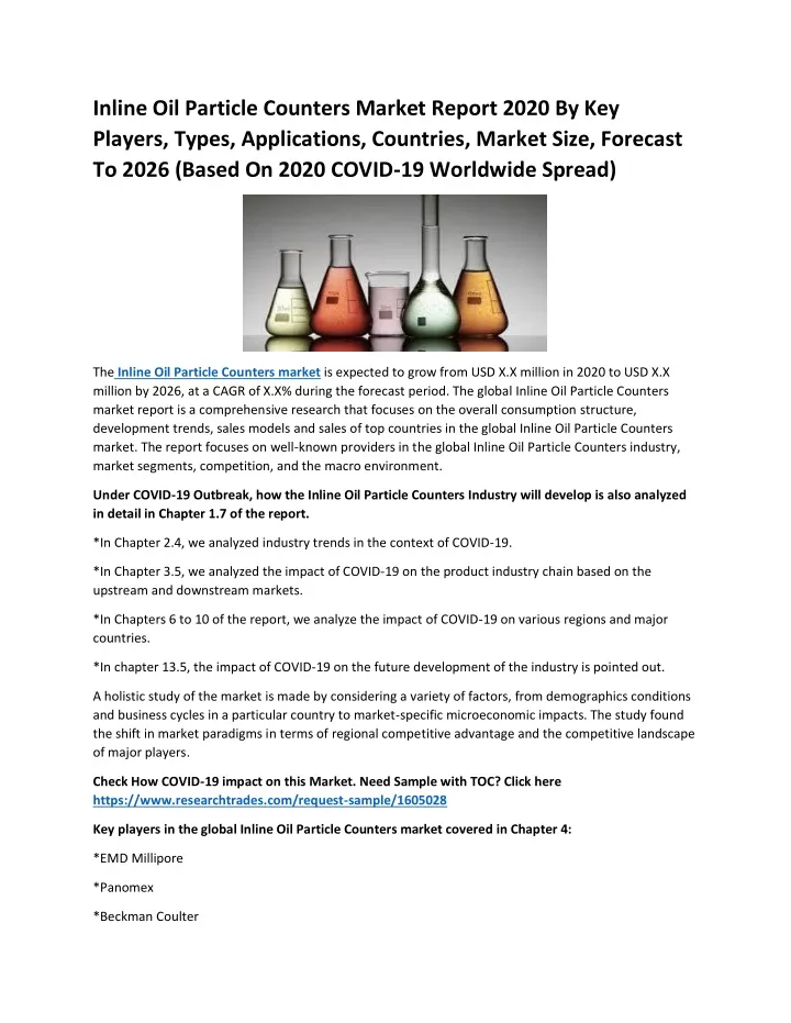 inline oil particle counters market report 2020
