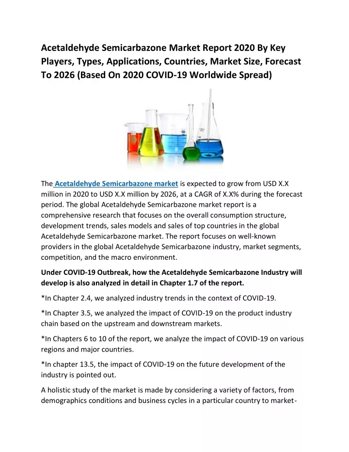 acetaldehyde semicarbazone market report 2020