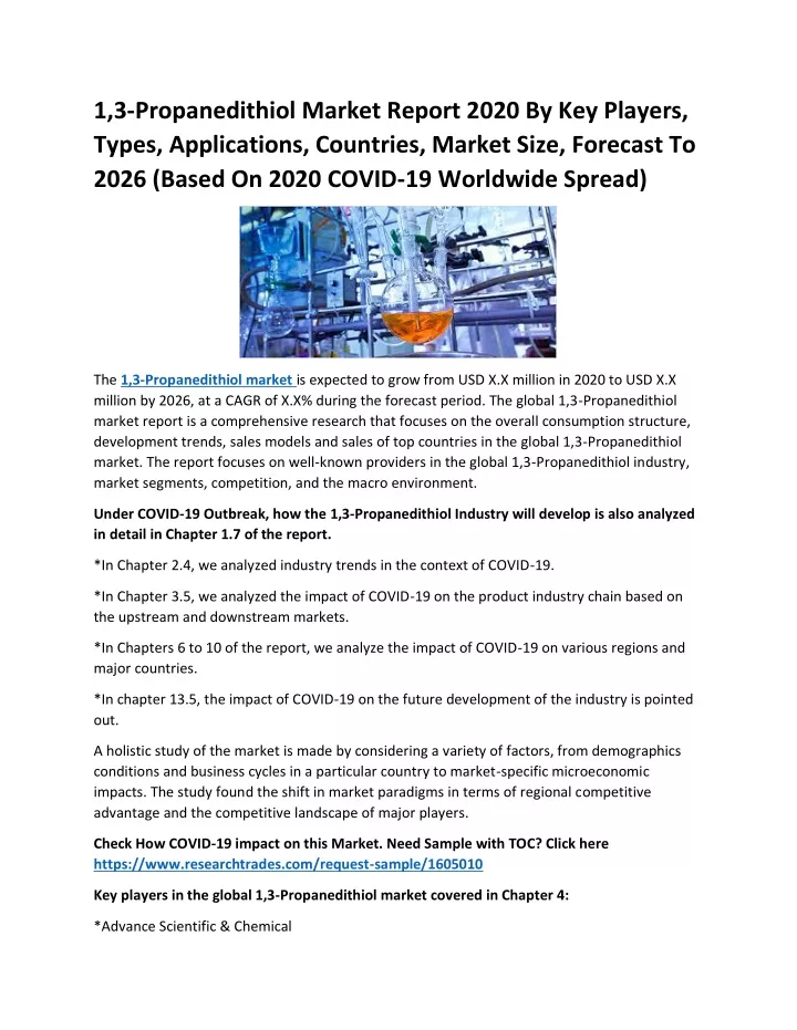 1 3 propanedithiol market report 2020