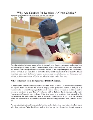 why are courses for dentists a great choice