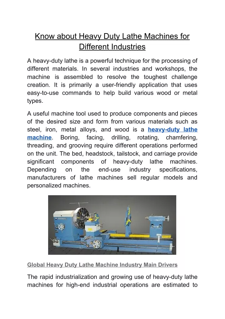 know about heavy duty lathe machines