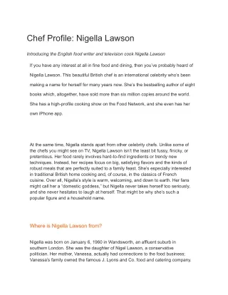chef profile nigella lawson