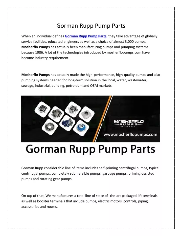 gorman rupp pump parts