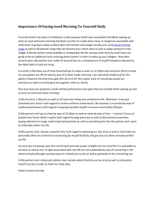 importance of saying good morning to yourself