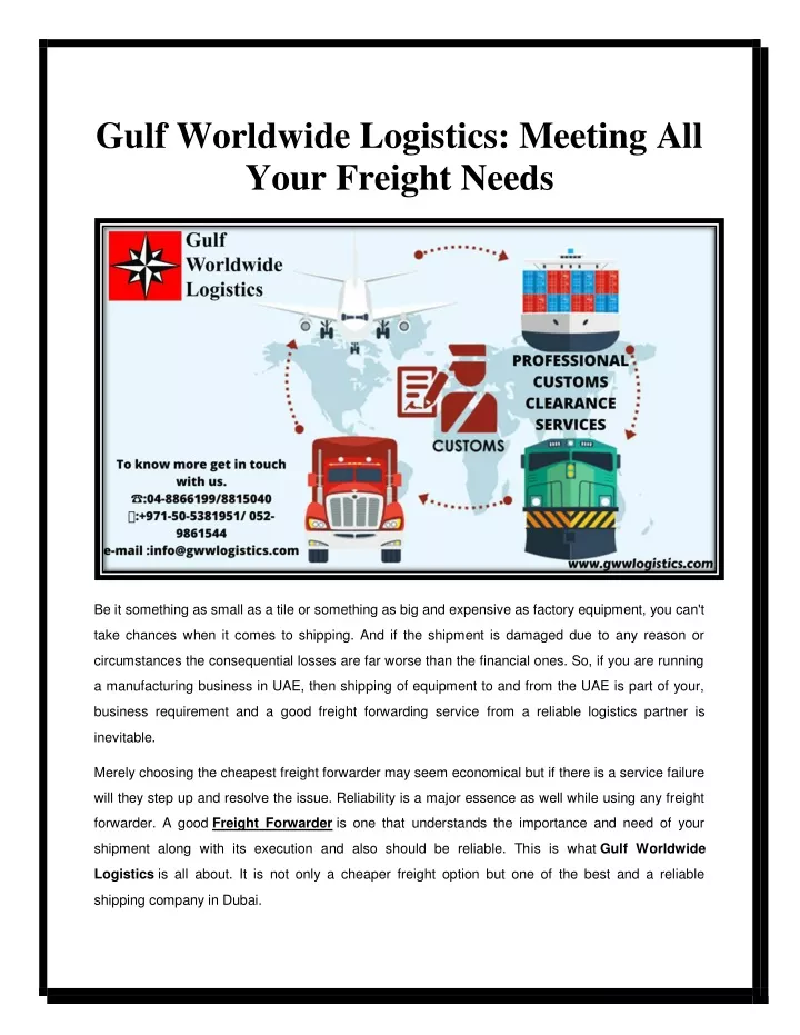 gulf worldwide logistics meeting all your freight