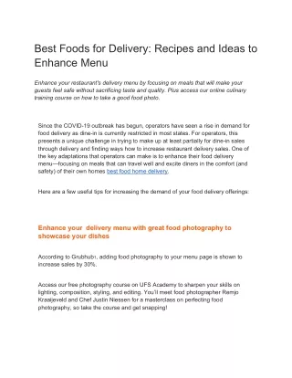 best foods for delivery recipes and ideas
