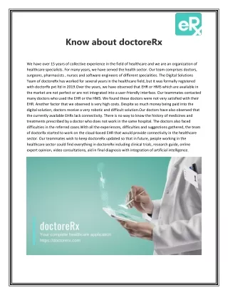 Know about doctoreRx