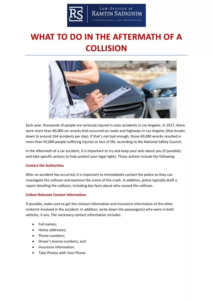 what to do in the aftermath of a collision