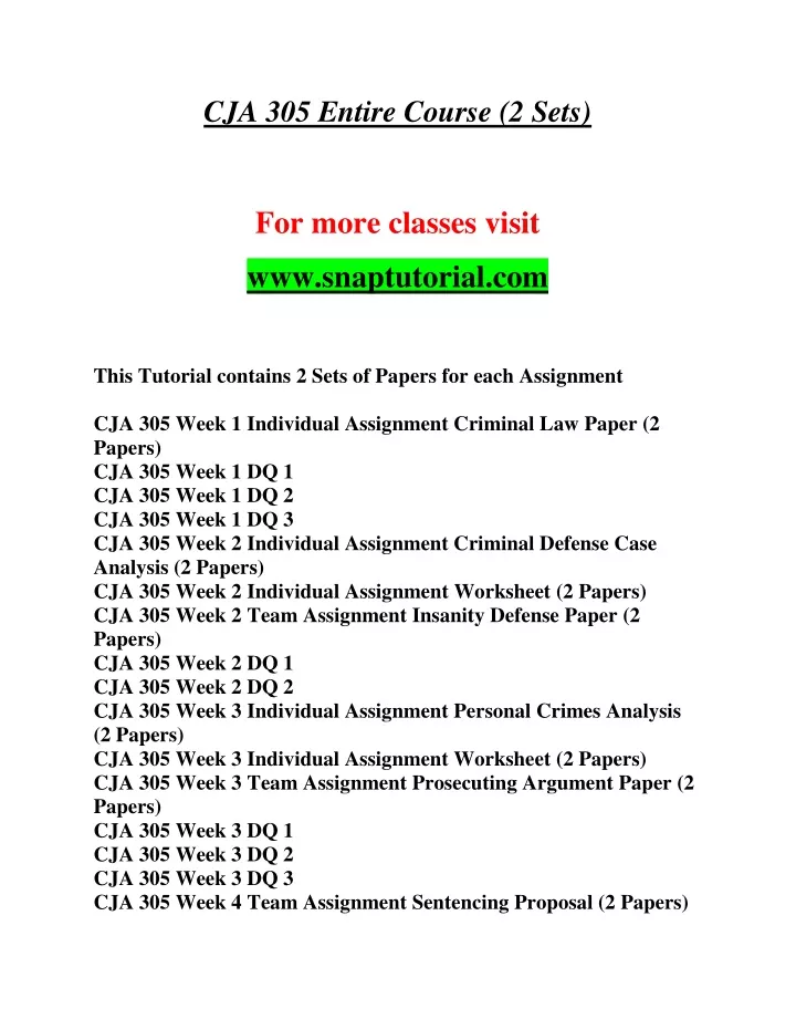 cja 305 entire course 2 sets