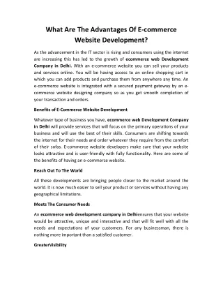 what are the advantages of e commerce website