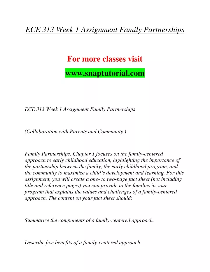 ece 313 week 1 assignment family partnerships