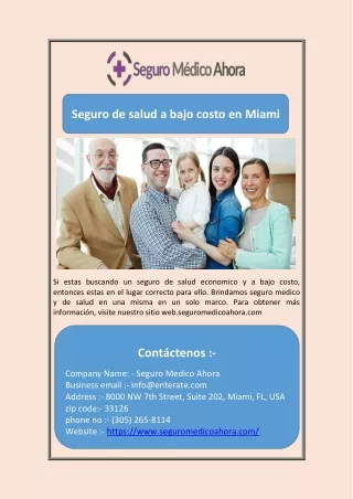 seguro de salud a bajo costo en miami