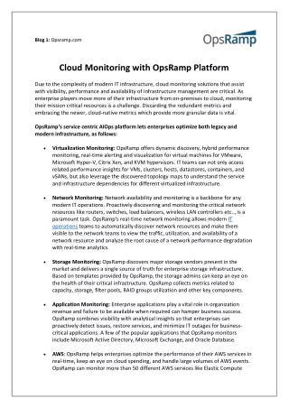 Cloud Monitoring with OpsRamp Platform