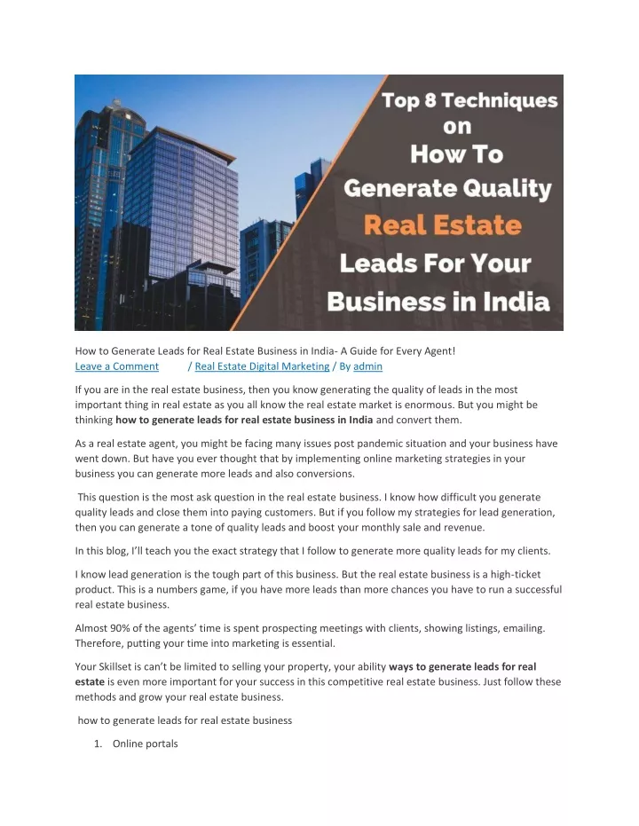 how to generate leads for real estate business