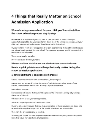 4 Things that Really Matter on School Admission Application
