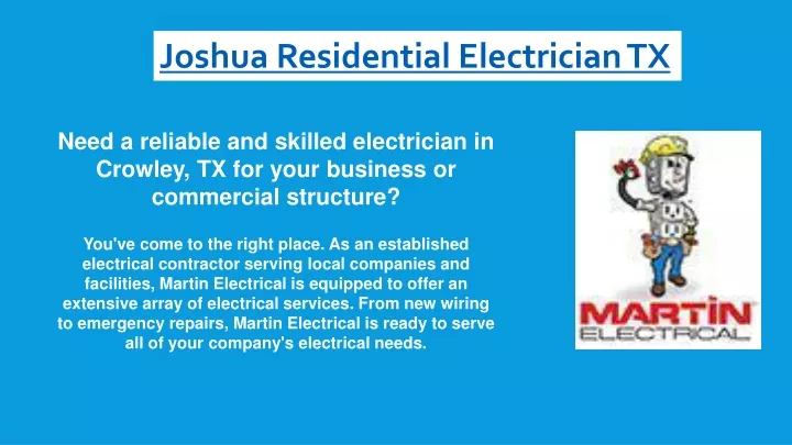 joshua residential electrician tx